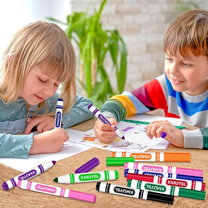 KMUYSL Washable Markers Bulk, Assorted Colors - Broad Line Conical Tip Coloring Markers for Kids, School Art Supplies & Back to School Supplies, Teacher Classroom Must Haves (16 Colors, 256 Pcs)