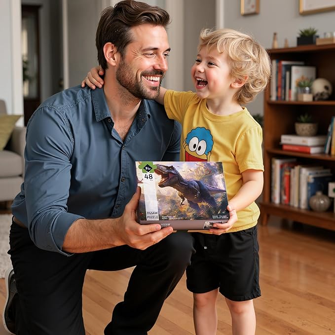 Puzzles for Kids Ages 4-6, Dinosaur Puzzle, Tyrannosaurus Rex Dinosaur Puzzle for Kids Ages 3-5, 48 Piece Puzzles for Kid Jurassic Park, Toddler Puzzles Educational Toys for Boys and Girls