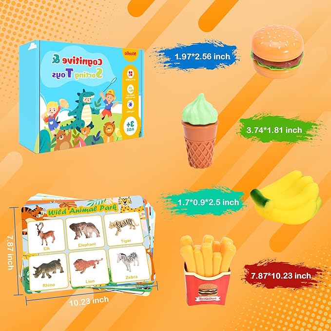 Sorting Toys for Toddlers, Learning Education Toys Montessori, Multiple Theme Playset, Fine Motor Skills Games, Preschool Learning Activities Sensory Toys for 2+ Year Old Kids Boys and Girls