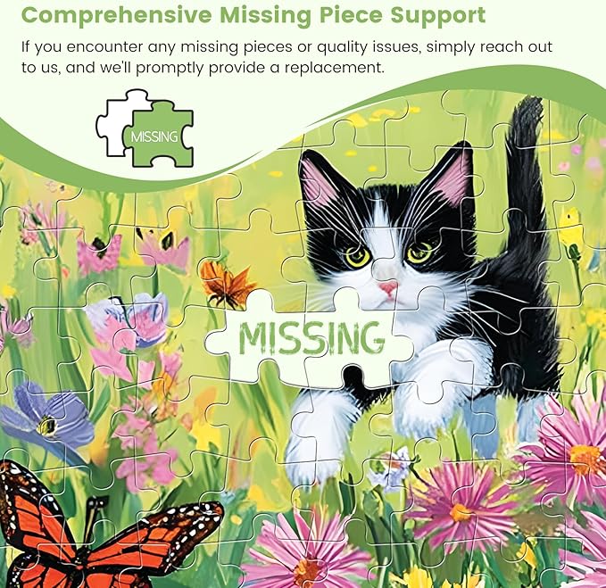 300 Piece Puzzles for Adults, Cats and Butterflies in the Meadow Jigsaw Puzzle, Vibrant and Relaxing 300 piece puzzle, Perfect for Family Time, Wall Decor, Gift for Adults, Kids, Seniors, 20.5 x 15 in