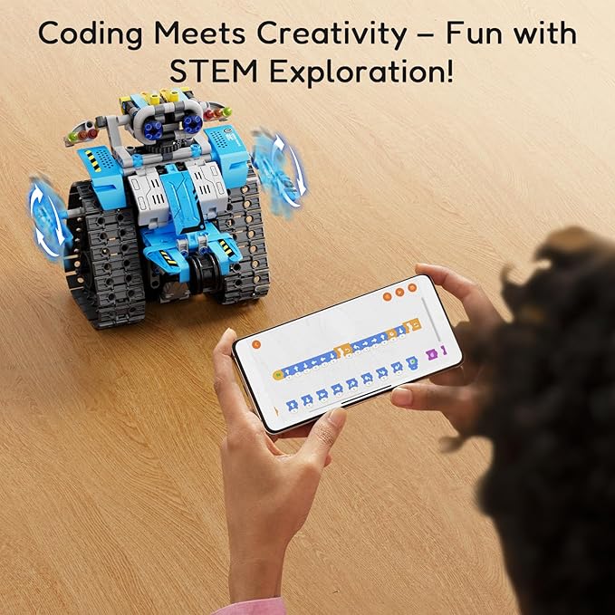Robot Building Kit with Remote Control STEM Gifts for Kids Boys Ages 8-14, Technic Coding Robotic Toys for Teenโs Birthday, Build 5in1 Models with 488 Pieces