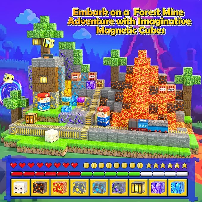 200PCS Magnetic Blocks STEM Sensory Kids Building Toys Magnetic Tiles with Magnet Board for Kids Ages 3+ Birthday for 3-5 6-7 8-12 Year Old Boys & Girls