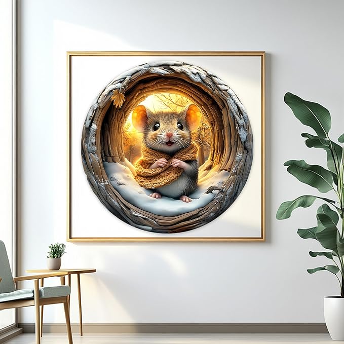 Round Puzzles for Adults 1000 Pieces, Hard Difficult Challenging Puzzles for Adults, 3D Cave Mouse Jigsaw Puzzles 1000 Pieces for Seniors, 3D Visual Flat Puzzle (26.6 x 26.6in)