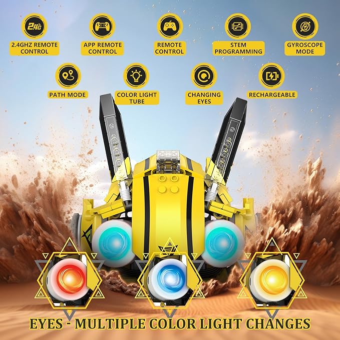 5 in 1 STEM RC Robot Building Kit, 673PCS Remote & App Controlled Jets Building Blocks Set, Robotic Technic Creative Toys, DIY Build Science Learning Gift for Boys Girls Age 6 7 8 9 10 11 12+