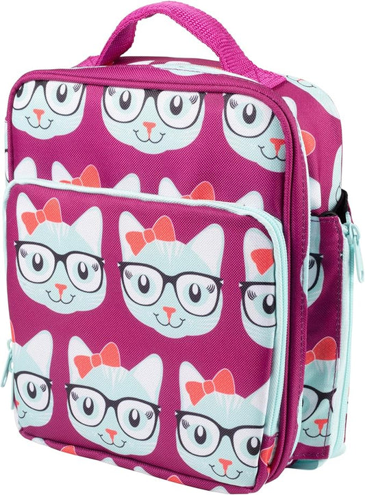 Kids Insulated Lunch Box w Snack Pocket & Expandable Water Bottle Holder For Girls- Waterproof Lunchbox Tote Keeps Food Hotter or Colder Longer - Reusable Back to School Bag Fits Most Bento Containers