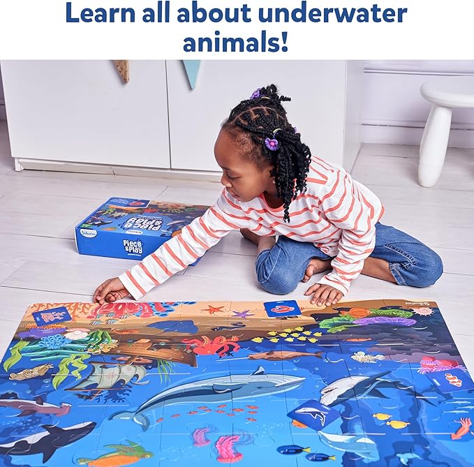 Skillmatics Floor Puzzle & Game - Piece & Play Underwater Animals, Jigsaw & Toddler Puzzles, Educational Toy, Gifts for Boys & Girls Ages 3, 4, 5, 6, 7 (48 Pieces, 2 x 3 feet)