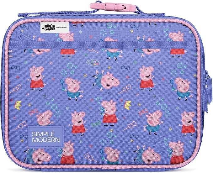 Simple Modern Peppa Pig Kids Lunch Box for School | Reusable Insulated Lunch Bag for Toddler, Girl, and Boy | Meal Containers with Exterior & Interior Pockets | Hadley Collection | Peppa Pig Bubbles
