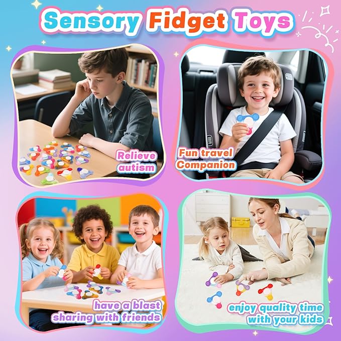 12PCS Pop Fidget Spinners - Colorful Party Favors for Kids -Fidget Spinners Bulk-Sensory Toys for Stress Relief and Anxiety - Classroom Prizes,Goodie Bag Stuffers