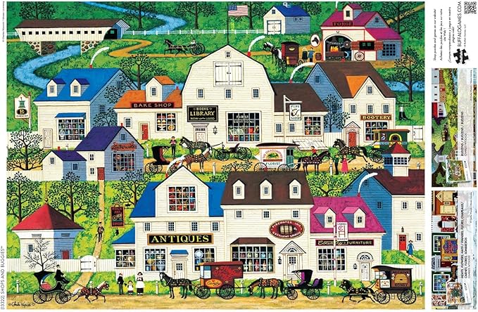 Buffalo Games - Charles Wysocki - Shops and Buggies - 1000 Piece Jigsaw Puzzle for Adults -Challenging Puzzle Perfect for Game Nights - Finished Size is 26.75 x 19.75