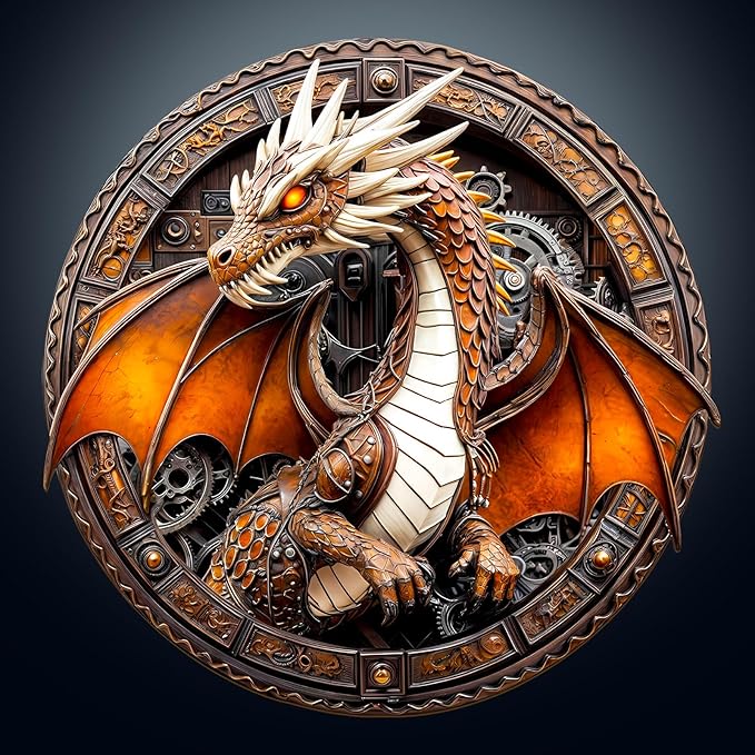 Wooden Puzzles for Adults 200 Pices, Dragon 3D Puzzles for Adults, Mechanical Dragon Irregular Jigsaw Puzzles, Flat Puzzels with 3D Visual Effect, Finished Puzzle Size is 11.4 x 11.4in
