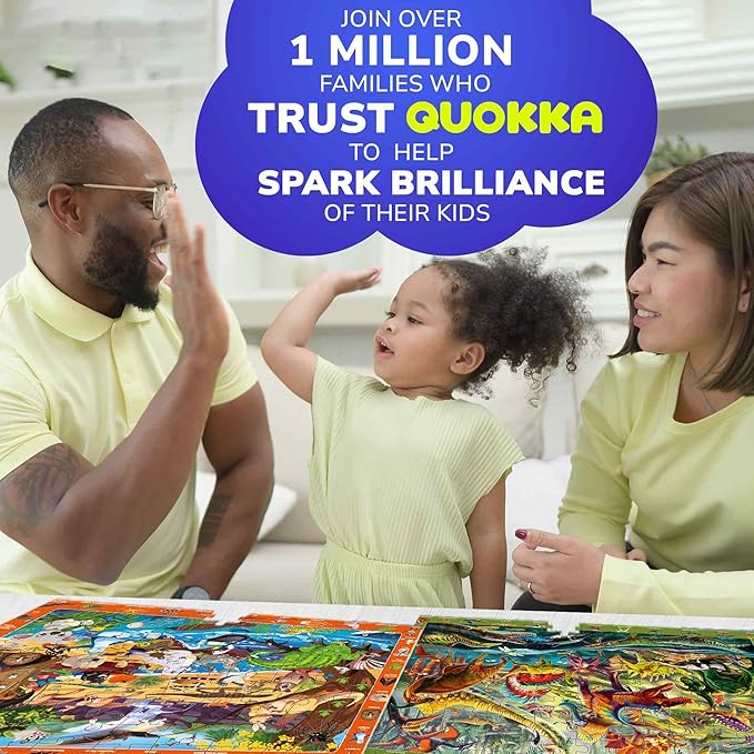 QUOKKA 100 Piece Puzzles for Kids Ages 4-6 - 4 Jigsaw Puzzles for Kids Ages 6-8 - Search and Find Game with Animals, Dinosaurs for Childrens 5-8 - Learning Educational Toys for Boys and Girls 8-10