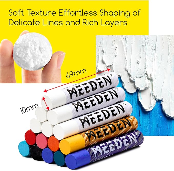 MEEDEN Soft White Oil Pastels: 6 Pcs Oil Pastels for Artists Beginners Adults - Smooth Oil Pastel Crayons for Art Supplies, Painting, Drawing, Blending, Layering, Shading