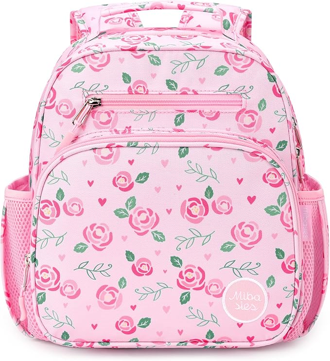 mibasies Toddler Backpack for Girls 2-4: Preschool Kindergarten Backpack - Cute Kids Backpacks for Girls - Summer Rose Pink