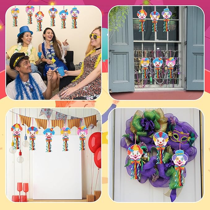 Fennoral 12 Pack Clown Craft Kit for Kids Make You Own Circus Poke in Art Craft Kits DIY Halloween Creative Activity Carnival Birthday Party Decoration