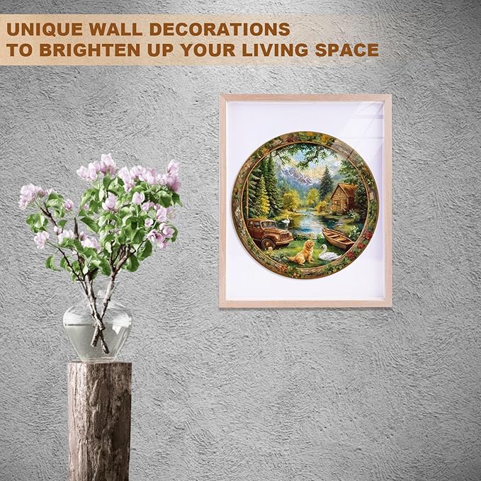 Jigfoxy Wooden Puzzle for Adults, Countryside Jigsaw Puzzles for Adult, Unique Animal Shape Wood Cut Puzzles, Christmas Thanksgiving Gifts for Friends Family (S-8.5 * 8.5in-100pcs)