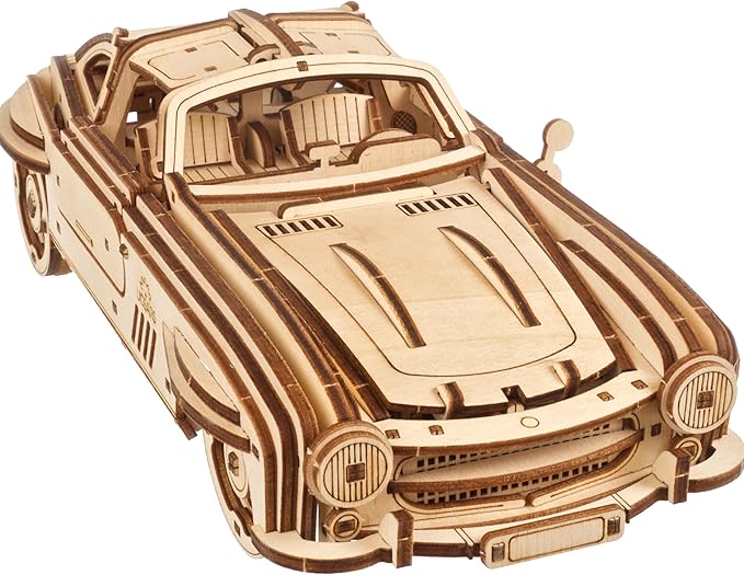 UGEARS Winged Sports Coupe Model Car Kit - 3D Wooden Puzzle for Adults – Model Kit for Adults to Build - DIY Wooden Car with Authentic Gull-Wing Design