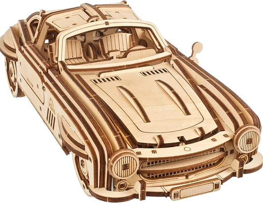UGEARS Winged Sports Coupe Model Car Kit - 3D Wooden Puzzle for Adults – Model Kit for Adults to Build - DIY Wooden Car with Authentic Gull-Wing Design