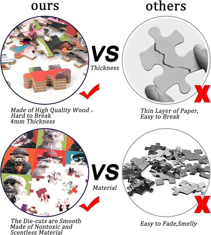 LELEMON Cat Jigsaw Puzzles in a Metal Box 100 Pieces Cat Jigsaw Puzzle for Kids Ages 4-8 Children Learning Educational Puzzles Toys