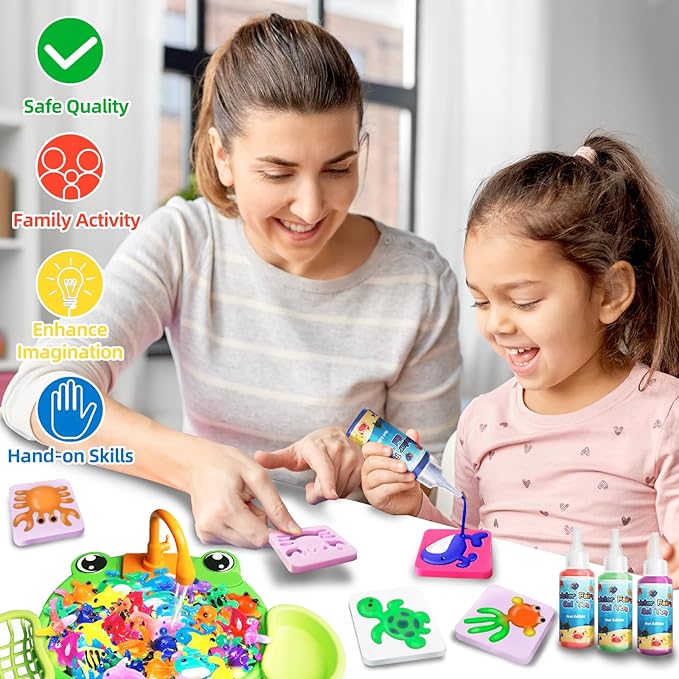 Water DIY Crafts Elf Toy Kit, 20 Color Gel & 12 Molds, Magic Paint Set Glow in The Dark Water Pets, Gel Craft Kits in Water Creative Handmade Art Set for Kids Age 3 4-8 8-12