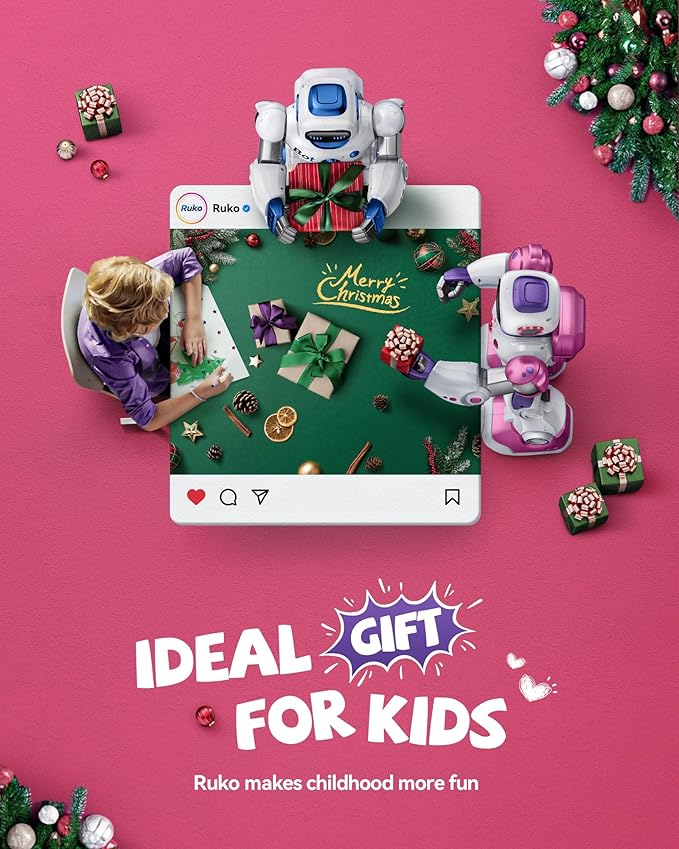 Ruko 1088 Smart Robot Toys for Kids, Large STEM Programmable Interactive RC Robot with Voice Control, App Control, Gifts for Boys & Girls Age 4 5 6 7 8 9, Pink