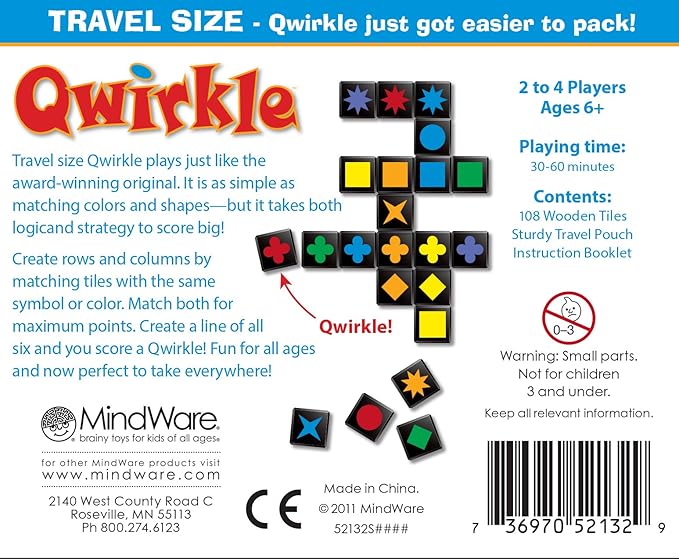 MindWare Travel Qwirkle Board Game