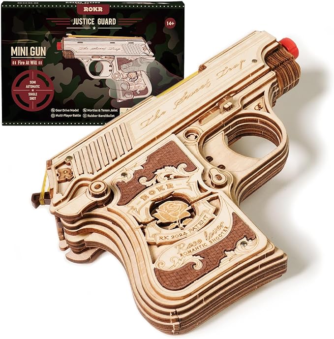 ROKR 3D Puzzles for Adults Mechanical Puzzles Rubber Band Shooter Wooden Puzzle Model Home Decor Desk Decoration Birthday Gifts for Teen Boys and Adults(LQ502)