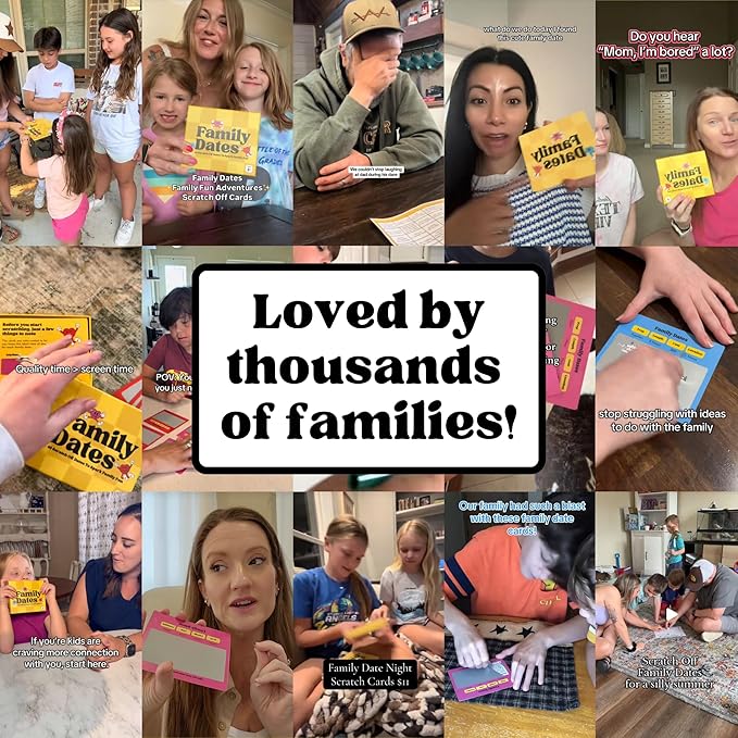 Family Dates 40 Scratch Off Cards – Fun Activities & Date Night Ideas for Kids and Parents – Adventure Card Game for Families – Unique Gift for Family Nights, Holidays, or Birthdays