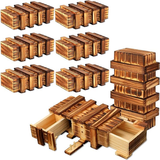 Yilloog 8 Pcs Secret Puzzle Box with Compartments for Adults Secret Puzzle Drawer Wooden Gift Boxes Game for Adults