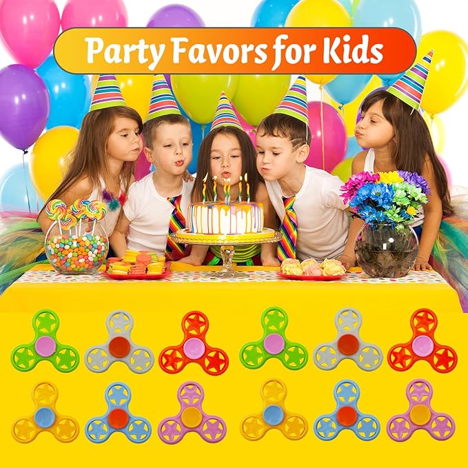 24 Pack Fidget Spinner Fidget Toys,Party Favors Supplies Birthday Gifts Goodie Bags Stuffers for Kids Adults,Sensory Toys for Anxiety ADHD Stress Relief,Carnival Treasure Box Toys Classroom Prizes