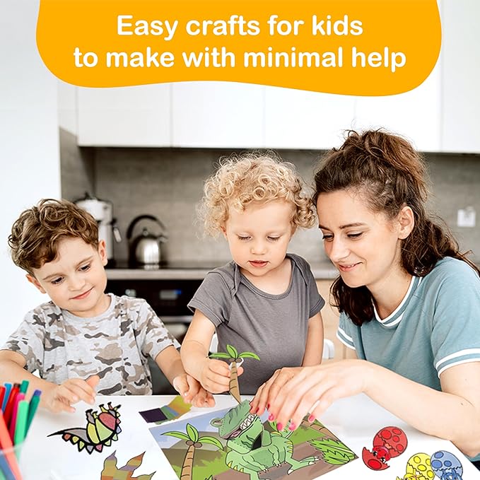 Craftikit® 20 Award-Winning Dinosaur Crafts for Kids - Award-Winning All-Inclusive Fun Dinosaur Crafts for Kids Ages 3-5, Organized Toddler Craft Kit