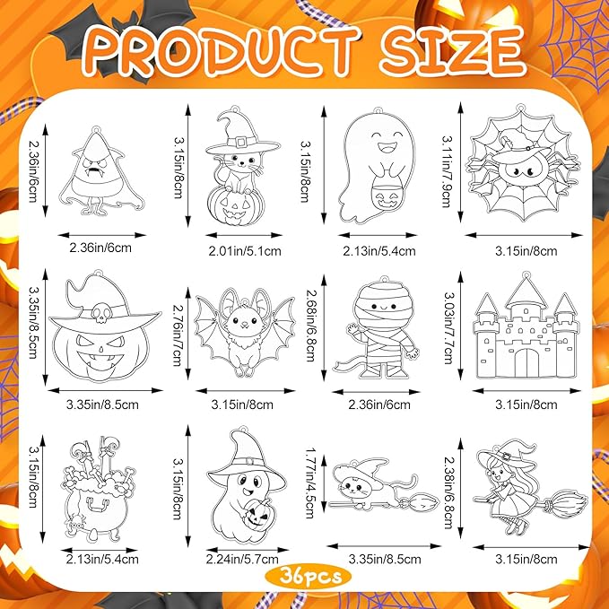 LIUBUJINGYING 36 Sets Halloween Glow in The Dark Suncatcher Kits Halloween Suncatcher Ornaments Decoration Pumpkin Boo Bat Luminous DIY Window Paint Art Suncatchers Trick or Treat Gift for Party