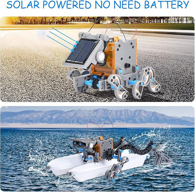 AESGOGO STEM Projects 12-in-1 Creation Solar Robot Kit,Science Experiments Toys Gifts for Kids Ages 8-12,Educational DIY Building Robotics Kit for 8 9 10 11 12 13 14 15 Year Old Boys Girls Teens