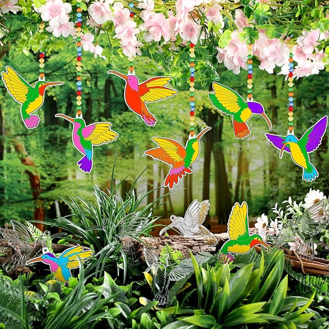 Yaomiao 30 Sets Summer Suncatchers Window Art Drawing Kits DIY Hummingbird Suncatcher Crafts Bulk Paint Your Own Window Hanging Ornaments for Home Birthday Party Favors Decor Gifts