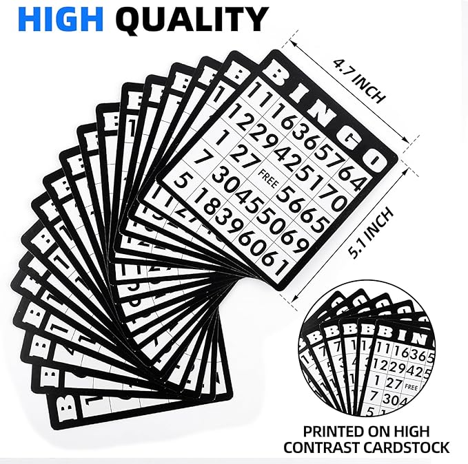 Deluxe Bingo Game Set Includes 18 Mixed Cards, 150 Vibrant Chips, 75 Calling Balls, 8” Bingo Cage - Premium Bingo Set for Large Groups and Parties
