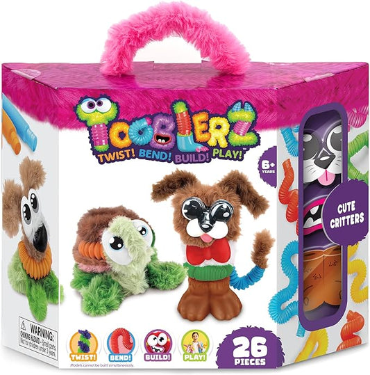 WeVeel TOOBLERZ Cute Critters Large Set – 26-Piece Mix-and-Match Craft Kit for Kids – Includes Fuzzy Chenille Sticks, Fidget Tubes & Character Accessories – Creative Toy for Ages 6+
