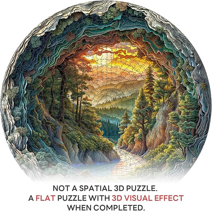1000 Piece Puzzle for Adults, 3D Visual Cave Forest Jigsaw Puzzles for Adult, 26.6 x 26.6in 1000 Pieces Flat Puzzle, Christmas Birthday Party Home Decor Gifts for Family Friends