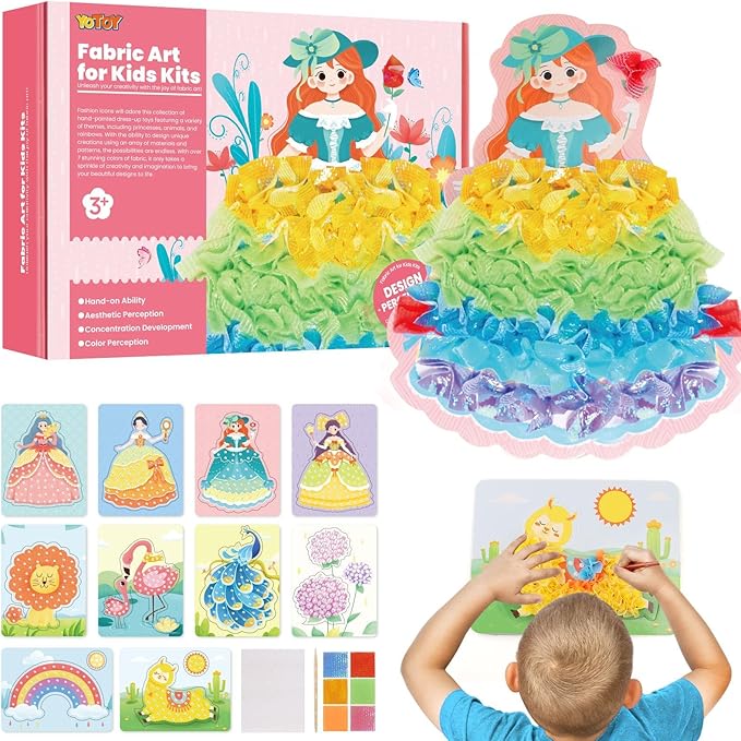 YOTOY Fabric Art Frenzy Toys for Girls Age 3 4 5 6 7 8 Years Old, Poke Art Kits, Fabric Art for Kids, Creative Puzzle Puncture Painting Toy Gift for Kid, Arts and Crafts for Kids Ages 6-8 Year Old