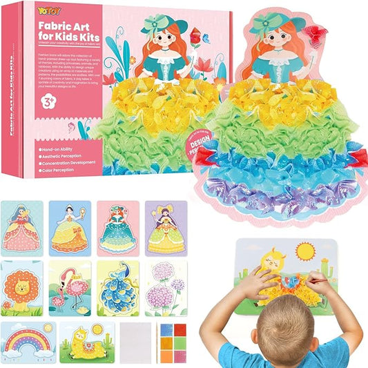 YOTOY Fabric Art Frenzy Toys for Girls Age 3 4 5 6 7 8 Years Old, Poke Art Kits, Fabric Art for Kids, Creative Puzzle Puncture Painting Toy Gift for Kid, Arts and Crafts for Kids Ages 6-8 Year Old