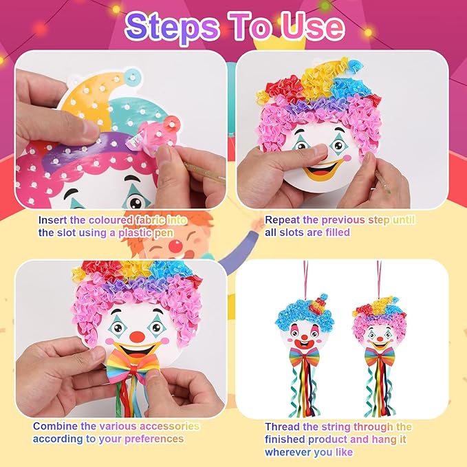Fennoral 12 Pack Clown Craft Kit for Kids Make You Own Circus Poke in Art Craft Kits DIY Halloween Creative Activity Carnival Birthday Party Decoration