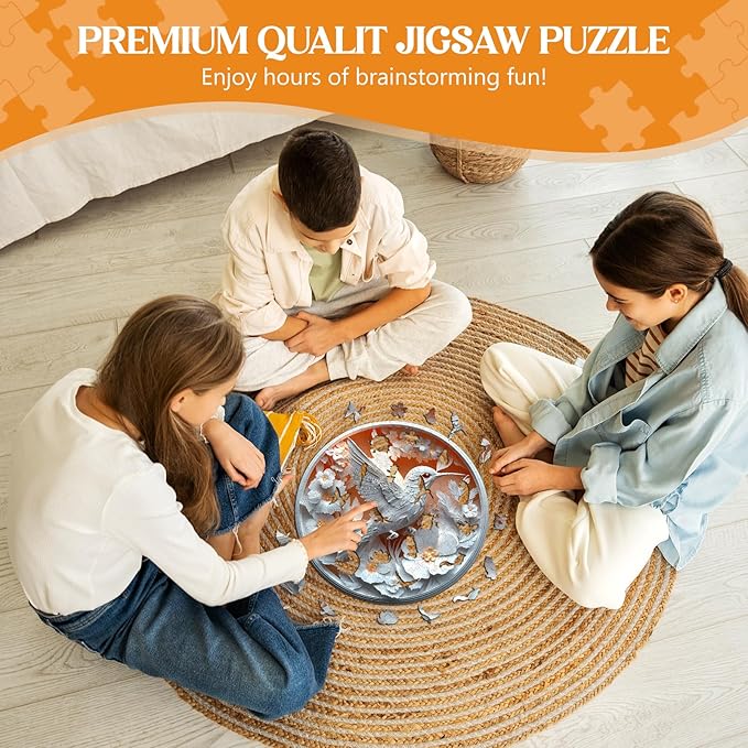 Wooden Puzzles for Adults, Wooden Jigsaw Puzzles for Adults Kids, 3D Paper Hummingbird Unique Shaped Wood Puzzles Adult, Creative Birthday Gifts for Friends Family Game (13.4 * 13.4in 300pcs)
