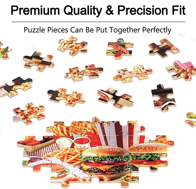LELEMON Puzzles for Kids Ages 4-6,Hamburger Foods 100 Piece Puzzles for Kids Ages 4-8 in a Metal Box, Educational Jigsaw Puzzles 100 Piece Puzzle Games Puzzle Toys for Girls and Boys