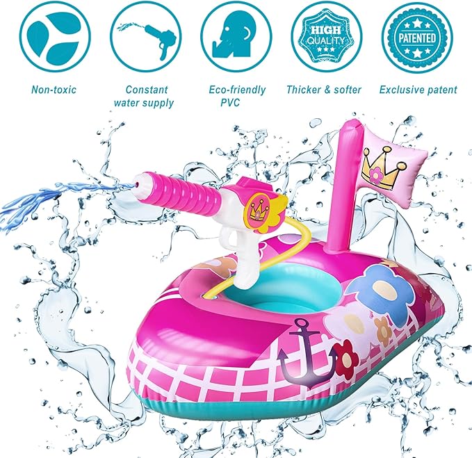 Inflatable Pool Floats Kids-Girls Pool Toys for Toddlers Ages 3-8, Kids Floats for Swimming Pool, Pink Princess Pool Floaties for Summer Water Toys