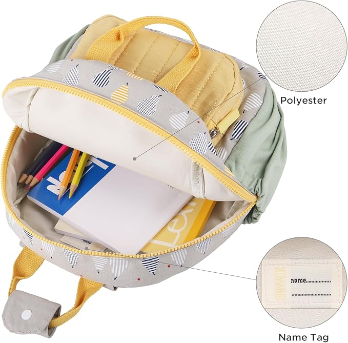 GAGAKU Toddler Backpack for Girls - Kids Backpacks 2-6 years old Cartoon Breathable Comfortable Preschool Mini Backpack for School Travel - Grey Pear