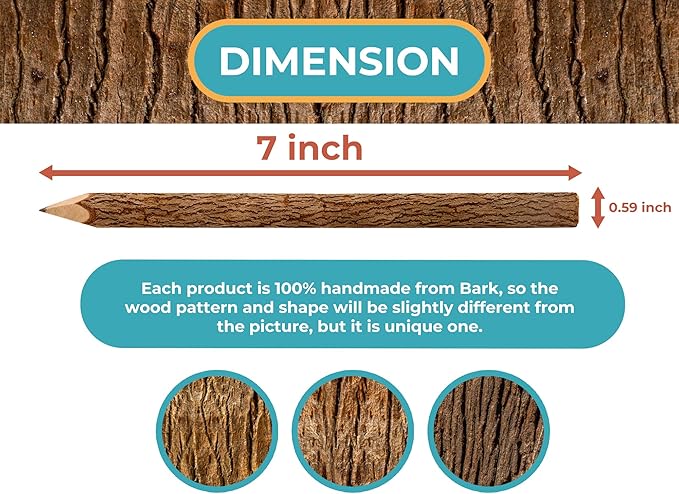 BSIRI Black Pencils Wood Pack of 12 in 7 Inch Tree Bark Wooden Favors in Rustic Twig Pencils Unique Gifts Camping Lumberjack Decorations Party Supplies Novelty Gifts as Natural Pencil