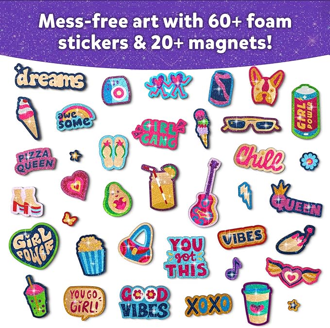 Skillmatics Foil Fun - Girl Power, 20+ DIY Foil Art Magnets, Mess-Free Craft Kit, 60+ Foam Stickers, Creative Activity for Girls, Kids, Tweens, Teens (Ages 7-13), Gifts, Travel, Party Favor