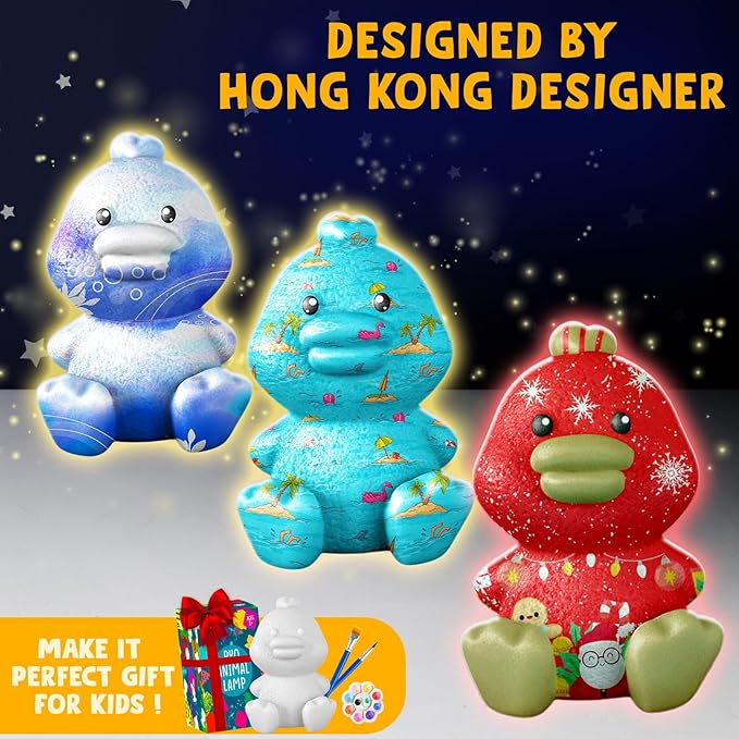 Goodyking Paint Your Own Duck Lamp Kit, DIY Duck Night Light, Arts & Crafts for Kids Ages 8-12, Painting Kit for Kids, Art Supplies Birthday Party Holiday Gift for Teens Girls Boys Age 3 4 5 6 7 8+