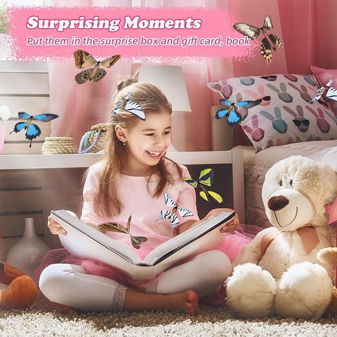 20 Pack Painting Butterfly Craft Kit for Kids, Rubber Band Wind Up Butterfly Toy, Kids Arts Craft Kit, 8 Paper Butterflies and 12 Color Pens, Make Your Own Magic Butterfies,Party Game,School Activity