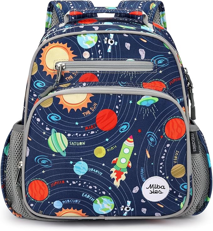 mibasies Toddler Backpack for Boys 2-4: Cute Kids Backpacks Boys - Preschool Kindergarten Backpack - Galaxy LightGray