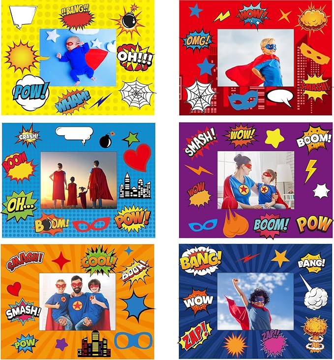 30 Pack Super Theme Hero DIY Picture Frame Craft Kit for Kids Fashion Hero DIY Photograph Craft Hero Children Stickers for Hero Art Craft Home Classroom Game Activities