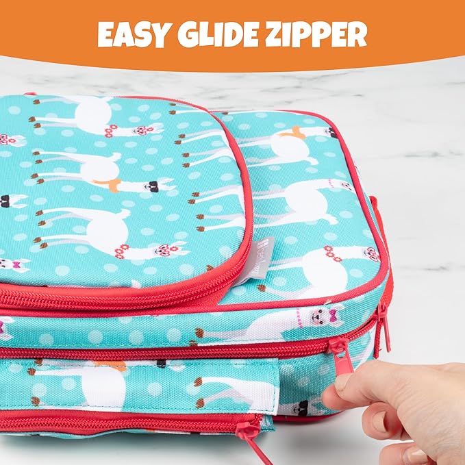 Kids Insulated Lunch Box w Snack Pocket & Expandable Water Bottle Holder For Girls- Waterproof Lunchbox Tote Keeps Food Hotter or Colder Longer - Reusable Back to School Bag Fits Most Bento Containers